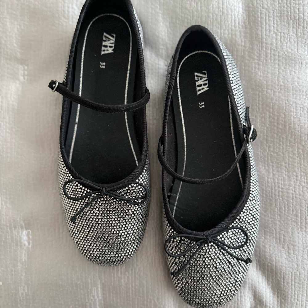 Zara Kids Sparkling Black and Silver Dress Shoes